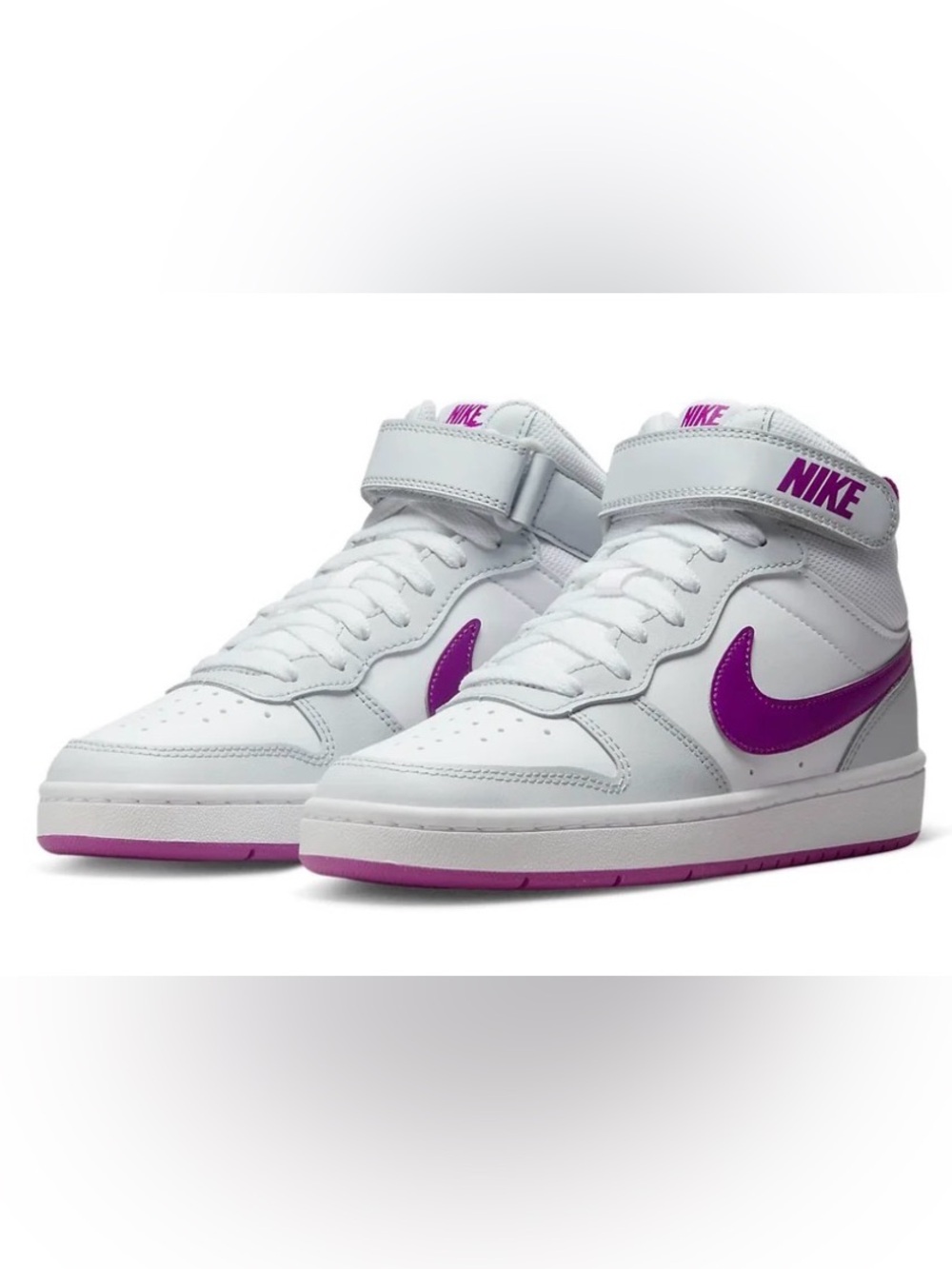 GS Nike Court Borough Mid 2 'Pure Platinum Vivid Purple'